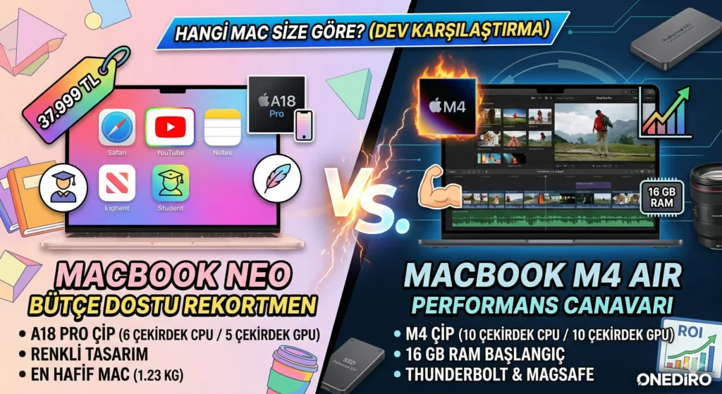 macbook neo vs macbook m4 air karşılaştırma